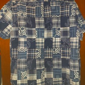 J CREW MADRAS COTTON PATCHWORK SHIRT XL